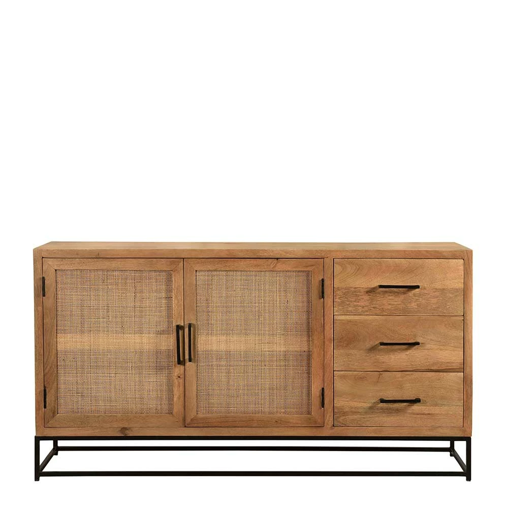 150x80x35 Sideboard aus Holz & Rattan - Lazianus 150x80x35 Sideboard Aus Holz & Rattan - Lazianus -Landuva Shop 150x80x35 sideboard aus holz rattan mit buegelgestell aus metall lazianus 02