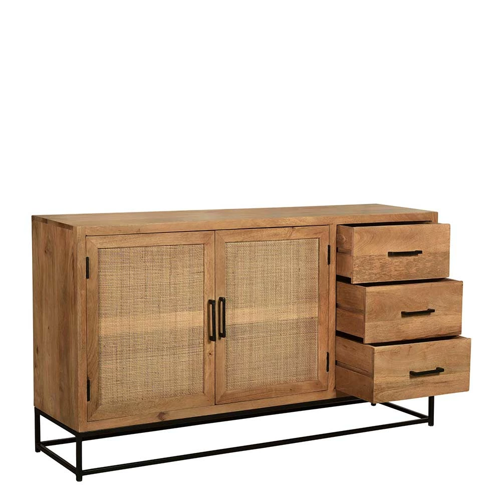 150x80x35 Sideboard aus Holz & Rattan - Lazianus 150x80x35 Sideboard Aus Holz & Rattan - Lazianus -Landuva Shop 150x80x35 sideboard aus holz rattan mit buegelgestell aus metall lazianus 03