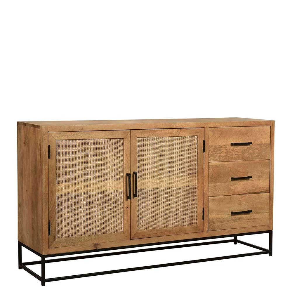 150x80x35 Sideboard aus Holz & Rattan - Lazianus 150x80x35 Sideboard Aus Holz & Rattan - Lazianus -Landuva Shop 150x80x35 sideboard aus holz rattan mit buegelgestell aus metall lazianus f