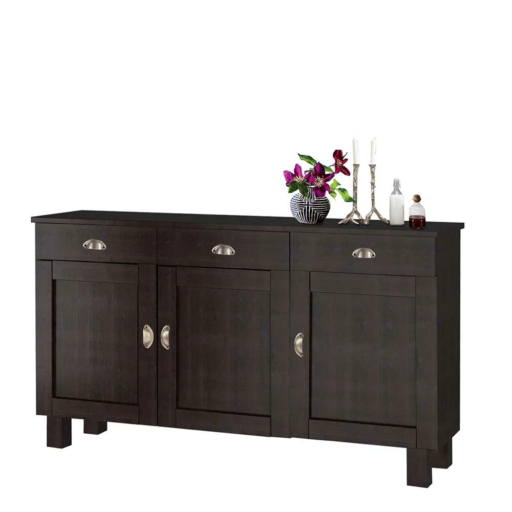 150x85x60 Landhaus Anrichte in Wenge - Srelia 150x85x60 Landhaus Anrichte In Wenge - Srelia -Landuva Shop 150x85x60 landhaus anrichte in wenge aus kiefer massivholz srelia 01