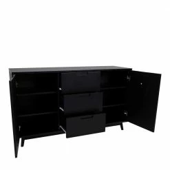 150x86x45 Scandi Style Sideboard In Schwarz - Vigadru -Landuva Shop 150x86x45 scandi style sideboard in schwarz aus kiefer teilmassiv vigadru 02