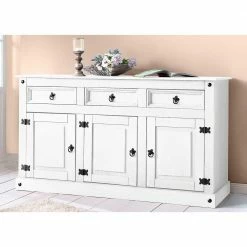 151x84x47 Sideboard Im Landhaus Mexiko Stil - Iasella -Landuva Shop 151x84x47 sideboard im landhaus mexiko stil aus kiefer in weiss iasella 01