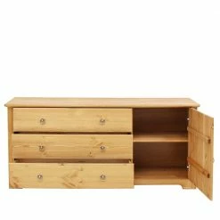 152x68x38 Holzkommode Mit 3 Breiten Schubladen - Imressa -Landuva Shop 152x68x38 holzkommode mit 3 breiten schubladen tuer in kiefer natur imressa 02