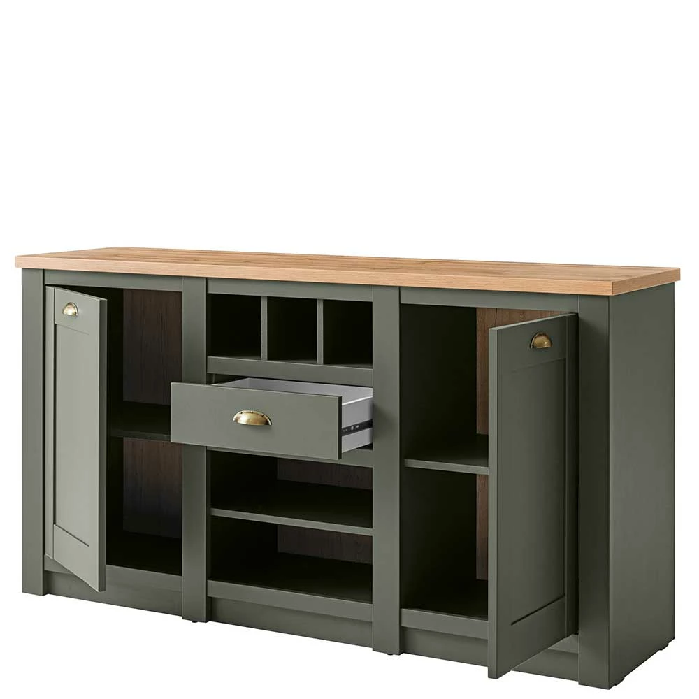 152x83x45 Landhaus Anrichte in Graugrün - Eylan 152x83x45 Landhaus Anrichte In Graugrün - Eylan -Landuva Shop 152x83x45 landhaus anrichte in graugruen wildeichefarben eylan 03