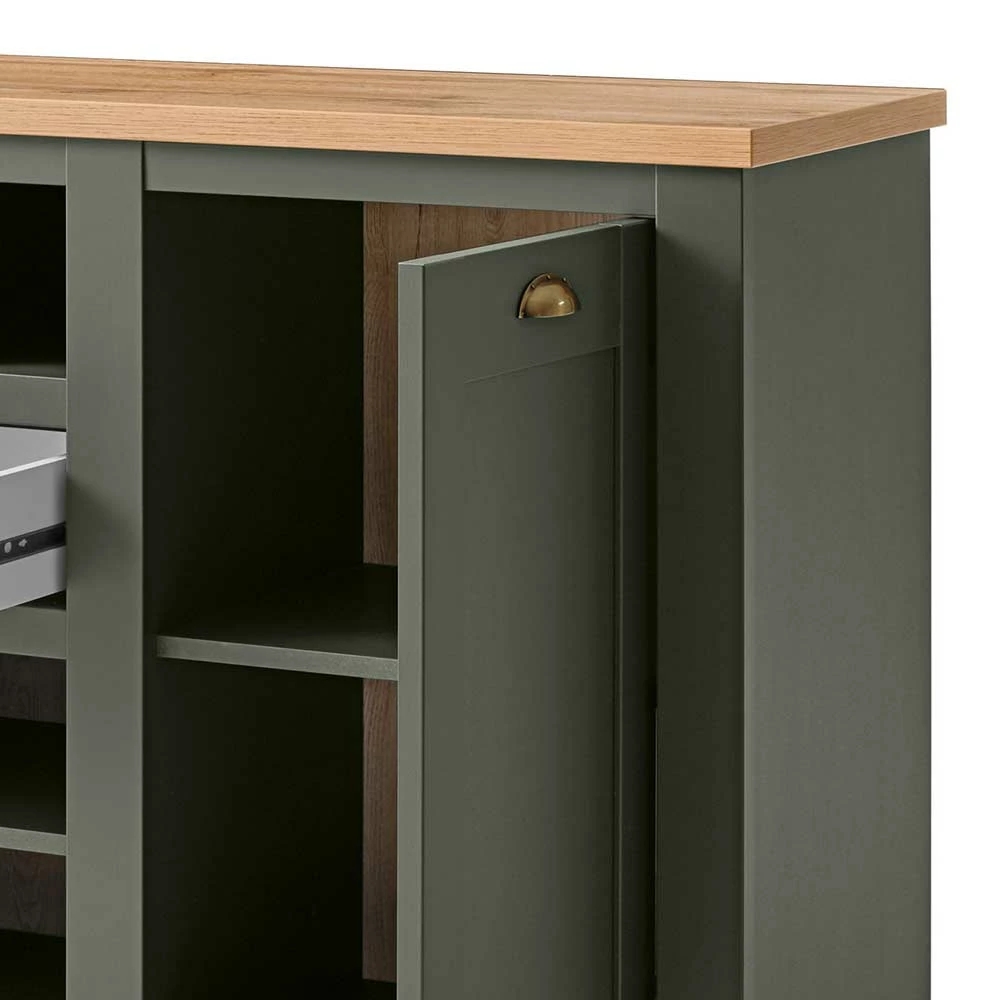 152x83x45 Landhaus Anrichte in Graugrün - Eylan 152x83x45 Landhaus Anrichte In Graugrün - Eylan -Landuva Shop 152x83x45 landhaus anrichte in graugruen wildeichefarben eylan 05