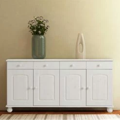156x77x34 Kiefer Sideboard In Weiß Lasiert - Oncerta -Landuva Shop 153x76x35 kiefer sideboard in weiss lasiert 4 tuerig 2 schubladen oncerta 01