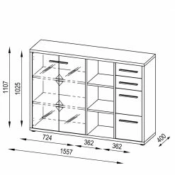 156x111x40 Hohes Sideboard Fürs Büro - Tederana -Landuva Shop 156x111x40 hohes sideboard fuers buero in weiss grau viel stauraum fuer ordner tederana 05