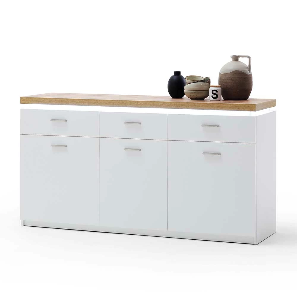 156x83x44 Sideboard mit LED Licht - Caldri 156x83x44 Sideboard Mit LED Licht - Caldri -Landuva Shop 156x83x44 sideboard mit led licht in weiss wildeiche dekor caldri 02