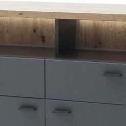 156x91x40 Design Sideboard In Eiche Optik - Dalavera -Landuva Shop 156x91x40 design sideboard in eiche optik und grau modern offene faecher dalavera 05