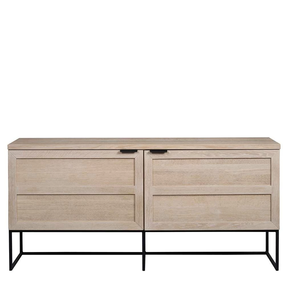 160x75x41 White Wash Kommode aus Eiche - Myras I 160x75x41 White Wash Kommode Aus Eiche - Myras I -Landuva Shop 160x75x41 white wash kommode aus eiche mit stahl schwarz 2 tuerig myras i 03