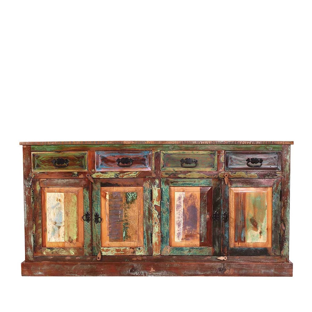160x80x40 Shabby Chic Sideboard auf Sockel - Jamaica 160x80x40 Shabby Chic Sideboard Auf Sockel - Jamaica -Landuva Shop 160x80x40 shabby chic sideboard auf sockel aus recyclingholz braun bunt jamaica 02