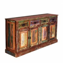 160x80x40 Shabby Chic Sideboard Auf Sockel - Jamaica 5 160x80x40 Shabby Chic Sideboard Auf Sockel - Jamaica -Landuva Shop 160x80x40 shabby chic sideboard auf sockel aus recyclingholz braun bunt jamaica 03