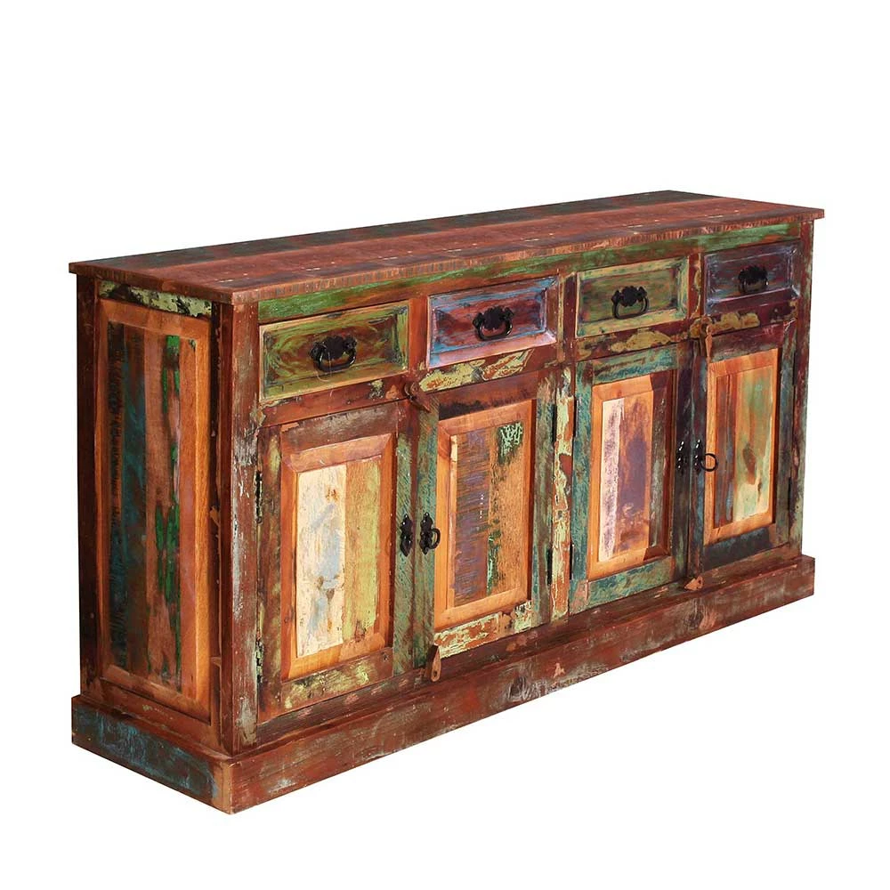 160x80x40 Shabby Chic Sideboard auf Sockel - Jamaica 160x80x40 Shabby Chic Sideboard Auf Sockel - Jamaica -Landuva Shop 160x80x40 shabby chic sideboard auf sockel aus recyclingholz braun bunt jamaica 03