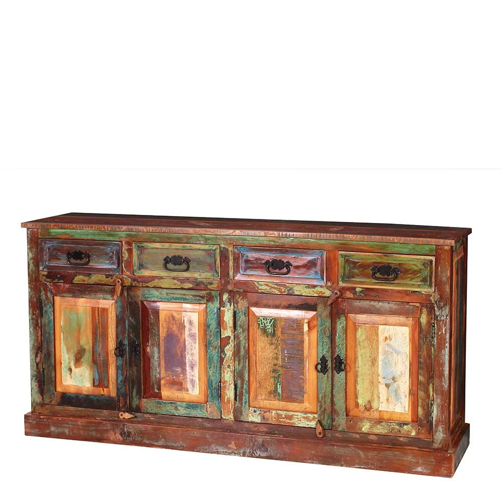 160x80x40 Shabby Chic Sideboard auf Sockel - Jamaica 160x80x40 Shabby Chic Sideboard Auf Sockel - Jamaica -Landuva Shop 160x80x40 shabby chic sideboard auf sockel aus recyclingholz braun bunt jamaica f