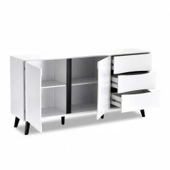 160x80x40 Sideboard In Weiß & Schwarz - Vasdov 5 160x80x40 Sideboard In Weiß & Schwarz - Vasdov -Landuva Shop 160x80x40 sideboard in weiss schwarz lackiert scandi modern vasdov 03
