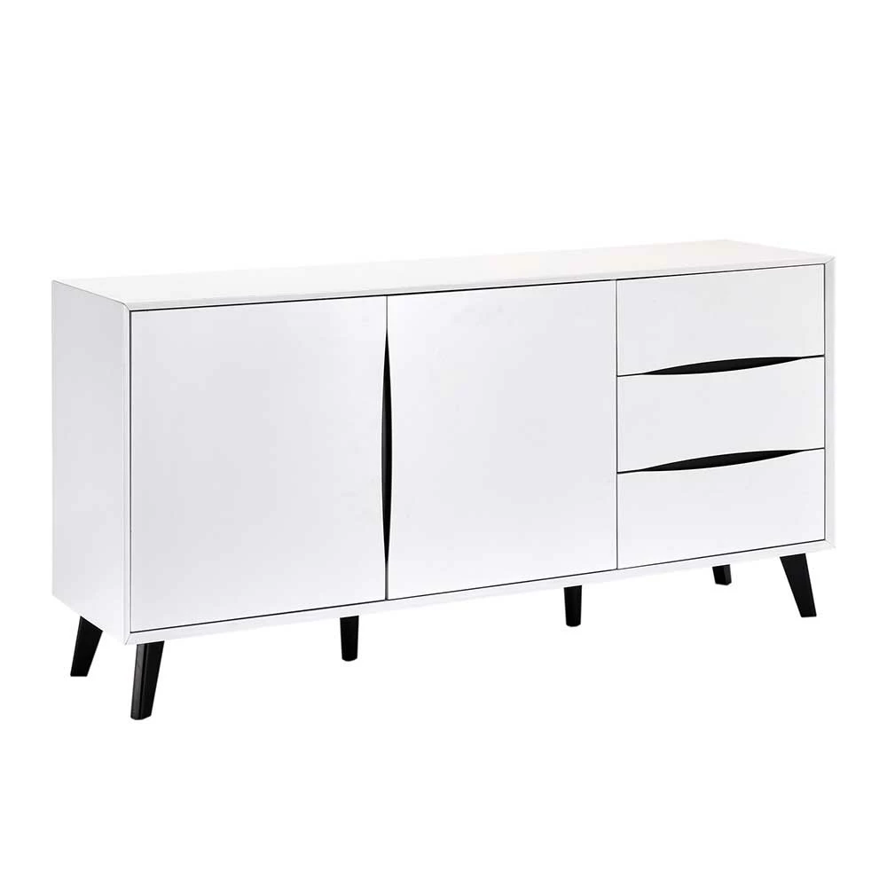 160x80x40 Sideboard in Weiß & Schwarz - Vasdov 160x80x40 Sideboard In Weiß & Schwarz - Vasdov -Landuva Shop 160x80x40 sideboard in weiss schwarz lackiert scandi modern vasdov f