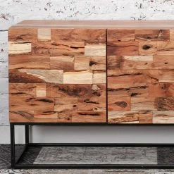 160x81x45 Loft Design-Sideboard Aus Akazie - Santorin -Landuva Shop 160x81x45 loft design sideboard aus akazie buegelgestell schwarz santorin 02