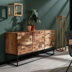 160x81x45 Loft Design-Sideboard Aus Akazie - Santorin -Landuva Shop 160x81x45 loft design sideboard aus akazie buegelgestell schwarz santorin 03