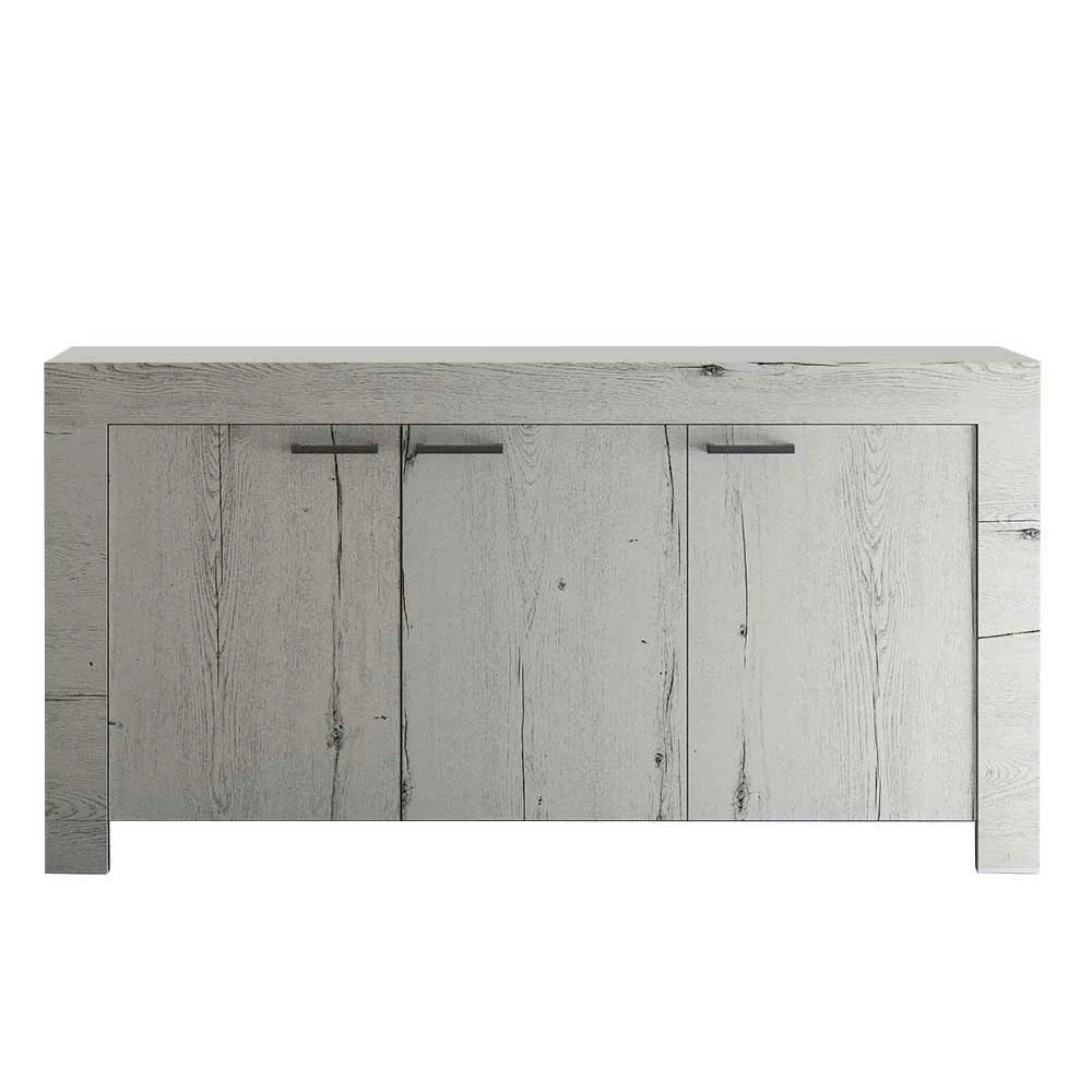 160x83 cm Türen-Sideboard in Weißeiche - Izento 160x83 Cm Türen-Sideboard In Weißeiche - Izento -Landuva Shop 160x83 cm tueren sideboard in weisseiche dekor mit einlegeboeden izento f