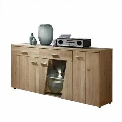 160x84x43 Wildeiche Sideboard Mit Glas Einsatz - Latesma