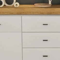 160x85x39 Sideboard In Weiß Glänzend - Sofia -Landuva Shop 160x85x39 sideboard in weiss glaenzend dekor wildeiche sofia 03