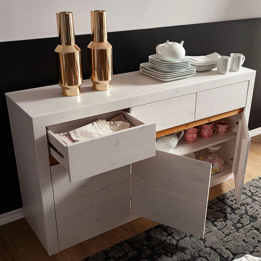 160x85x42 Kiefer Sideboard gebeizt & lackiert - Meuvrun 160x85x42 Kiefer Sideboard Gebeizt & Lackiert - Meuvrun -Landuva Shop 160x85x42 kiefer sideboard gebeizt lackiert in weiss eiche meuvrun 02