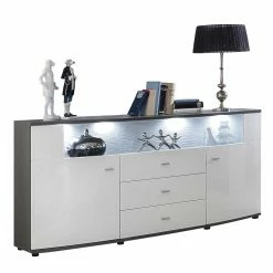 160x87x42 Hochglanz Sideboard Mit Glaseinsatz - Secrema 4 160x87x42 Hochglanz Sideboard Mit Glaseinsatz - Secrema -Landuva Shop 160x87x42 hochglanz sideboard mit glaseinsatz in weiss anthrazit secrema 02