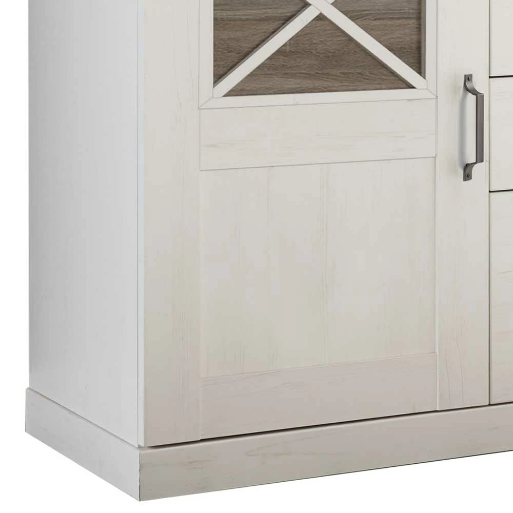 163x90x50 Landhaus Sideboard in Weiß & Pinie dunkel - Chesnur 163x90x50 Landhaus Sideboard In Weiß & Pinie Dunkel - Chesnur -Landuva Shop 163x90x50 landhaus sideboard in weiss pinie dunkel dekor mit sockelgestell chesnur 02
