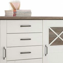 163x90x50 Landhaus Sideboard In Weiß & Pinie Dunkel - Chesnur 5 163x90x50 Landhaus Sideboard In Weiß & Pinie Dunkel - Chesnur -Landuva Shop 163x90x50 landhaus sideboard in weiss pinie dunkel dekor mit sockelgestell chesnur 03