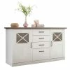 163x90x50 Landhaus Sideboard In Weiß & Pinie Dunkel - Chesnur