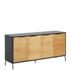 165cm Sideboard Aus Metall & Eiche Furnier - Dicunda
