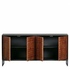 170x80x40 Retro Style Sideboard In Nussbaum - Montresor -Landuva Shop 170x80x40 retro style sideboard in nussbaum und schwarz holz metall montresor 02