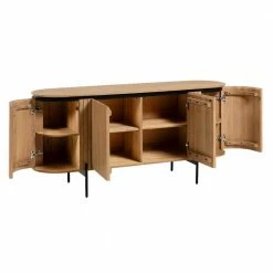 170x81x50 Design Sideboard In Ovaler Form - Ilvenda -Landuva Shop 170x81x50 design sideboard in ovaler form naturfarben schwarz ilvenda 03