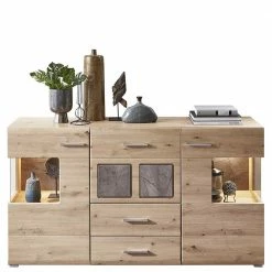 170x94x42 Sideboard Mit Glaseinsätzen & LED - Luruzada
