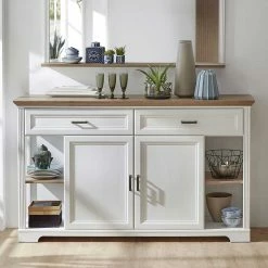 Landuva Shop -Landuva Shop 171x102x48 sideboard in weiss eiche mit regal faechern sinolita 01