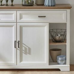 171x102x48 Sideboard In Weiß & Eiche - Sinolita -Landuva Shop 171x102x48 sideboard in weiss eiche mit regal faechern sinolita 02