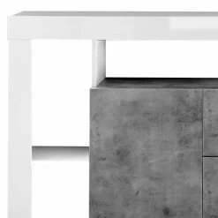 172x102x42 Wohnzimmer Schrank In Weiß HG & Beton NB - Harrisons I -Landuva Shop 172x102x42 wohnzimmer schrank in weiss hg beton nb mit metallgriffen harrisons i 04