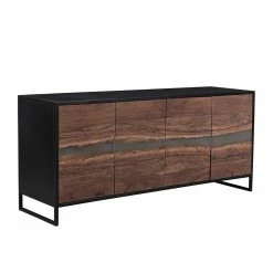 175x76x46 Sideboard In Akazie & Schwarz - Tyziona 4 175x76x46 Sideboard In Akazie & Schwarz - Tyziona -Landuva Shop 175x76x46 sideboard in akazie schwarz mit vier tueren metall buegelgestell tyziona 02