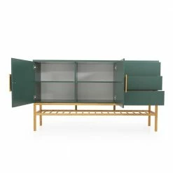 176x100x43 Sideboard In Dunkelgrün & Eiche - Icoleran 5 176x100x43 Sideboard In Dunkelgrün & Eiche - Icoleran -Landuva Shop 176x100x43 sideboard in dunkelgruen eiche mit viel stauraum icoleran 03