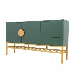 176x100x43 Sideboard In Dunkelgrün & Eiche - Icoleran