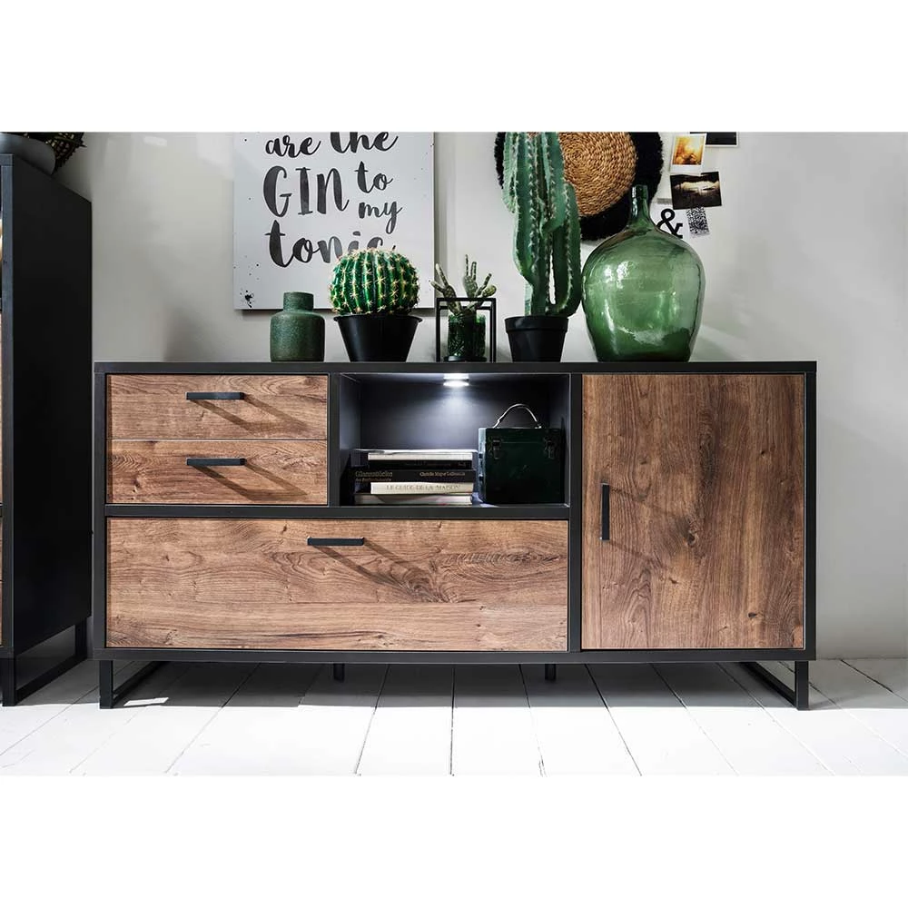 177x86x45 Design Sideboard in Eiche Dunkel Dekor - Emjedov 177x86x45 Design Sideboard In Eiche Dunkel Dekor - Emjedov -Landuva Shop 177x86x45 design sideboard in eiche dunkel dekor dunkelgrau emjedov 01