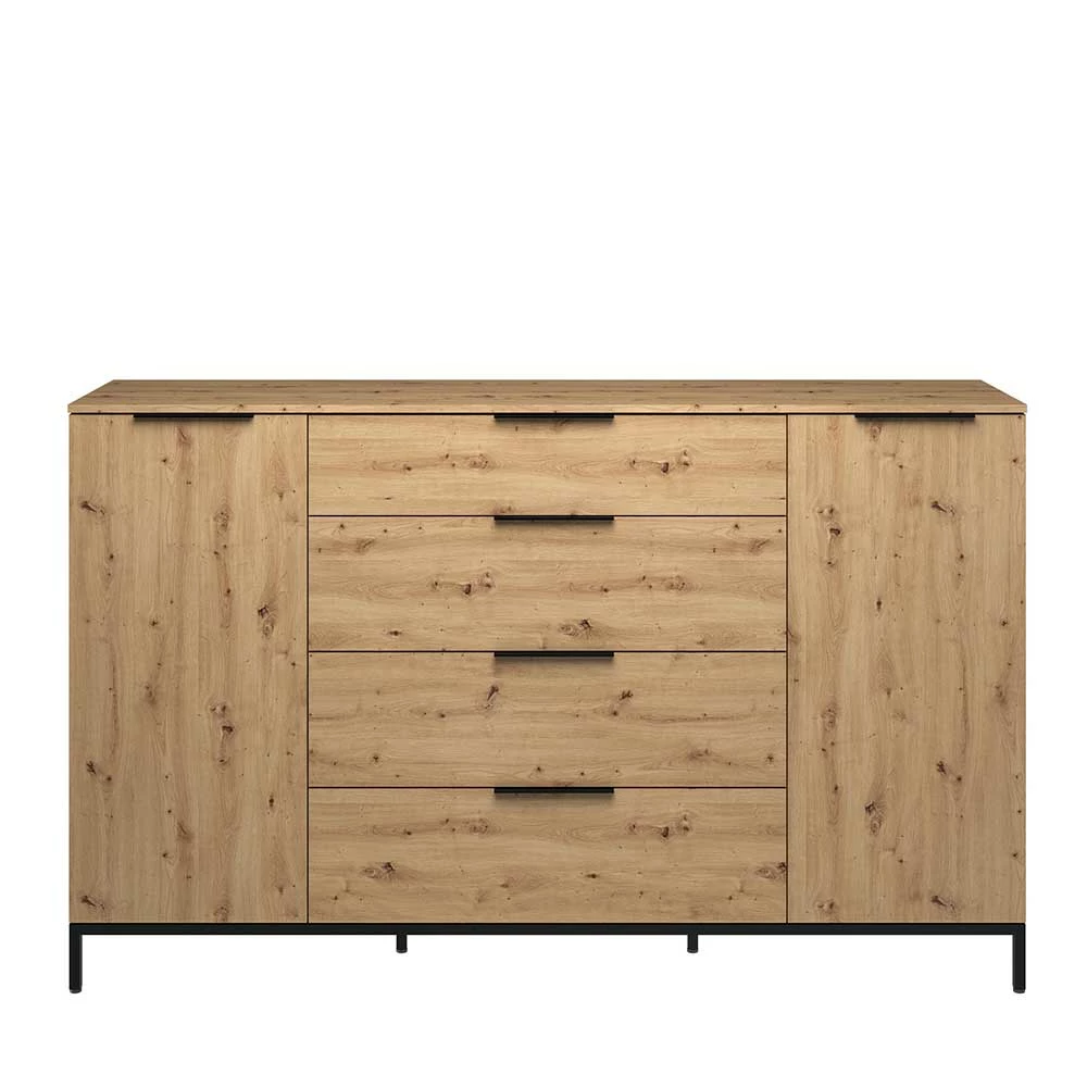 180x113x40 Hohe Kommode in Asteiche Optik - Vunsci 180x113x40 Hohe Kommode In Asteiche Optik - Vunsci -Landuva Shop 180x113x40 hohe kommode in asteiche optik mit metallgriffen vunsci 02