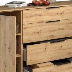 180x113x40 Hohe Kommode In Asteiche Optik - Vunsci 7 180x113x40 Hohe Kommode In Asteiche Optik - Vunsci -Landuva Shop 180x113x40 hohe kommode in asteiche optik mit metallgriffen vunsci 05