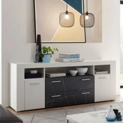 180x70x40 Cm Wohnzimmer Sideboard In Weiß - Vaffonia 3 180x70x40 Cm Wohnzimmer Sideboard In Weiß - Vaffonia -Landuva Shop 180x70x40 cm wohnzimmer sideboard in weiss anthrazit stein optik vaffonia 01