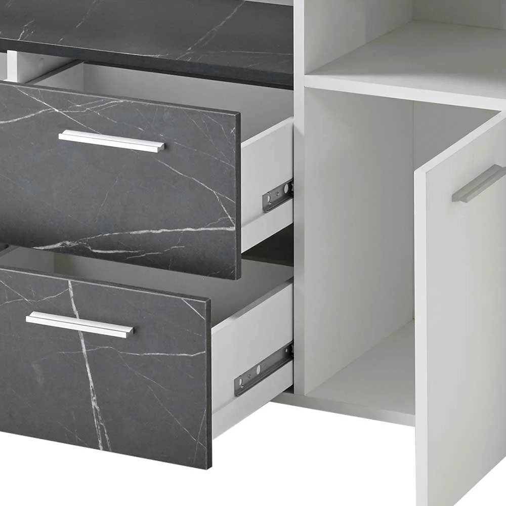 180x70x40 cm Wohnzimmer Sideboard in Weiß - Vaffonia 180x70x40 Cm Wohnzimmer Sideboard In Weiß - Vaffonia -Landuva Shop 180x70x40 cm wohnzimmer sideboard in weiss anthrazit stein optik vaffonia 05