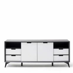 180x73x40 Design Sideboard In Grau & Weiß - Vadids 5 180x73x40 Design Sideboard In Grau & Weiß - Vadids -Landuva Shop 180x73x40 design sideboard in grau weiss mit sechs schubladen zwei tueren vadids 03