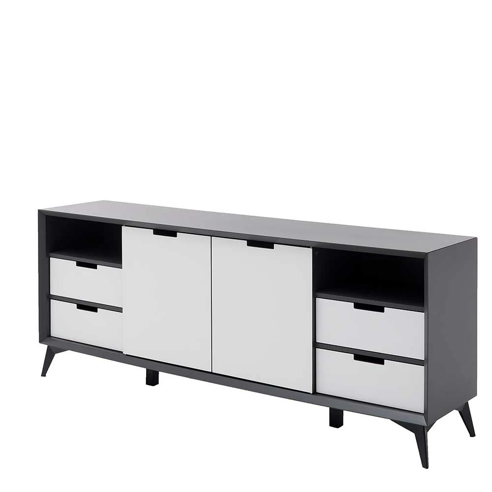 180x73x40 Design Sideboard in Grau & Weiß - Vadids 180x73x40 Design Sideboard In Grau & Weiß - Vadids -Landuva Shop 180x73x40 design sideboard in grau weiss mit sechs schubladen zwei tueren vadids f