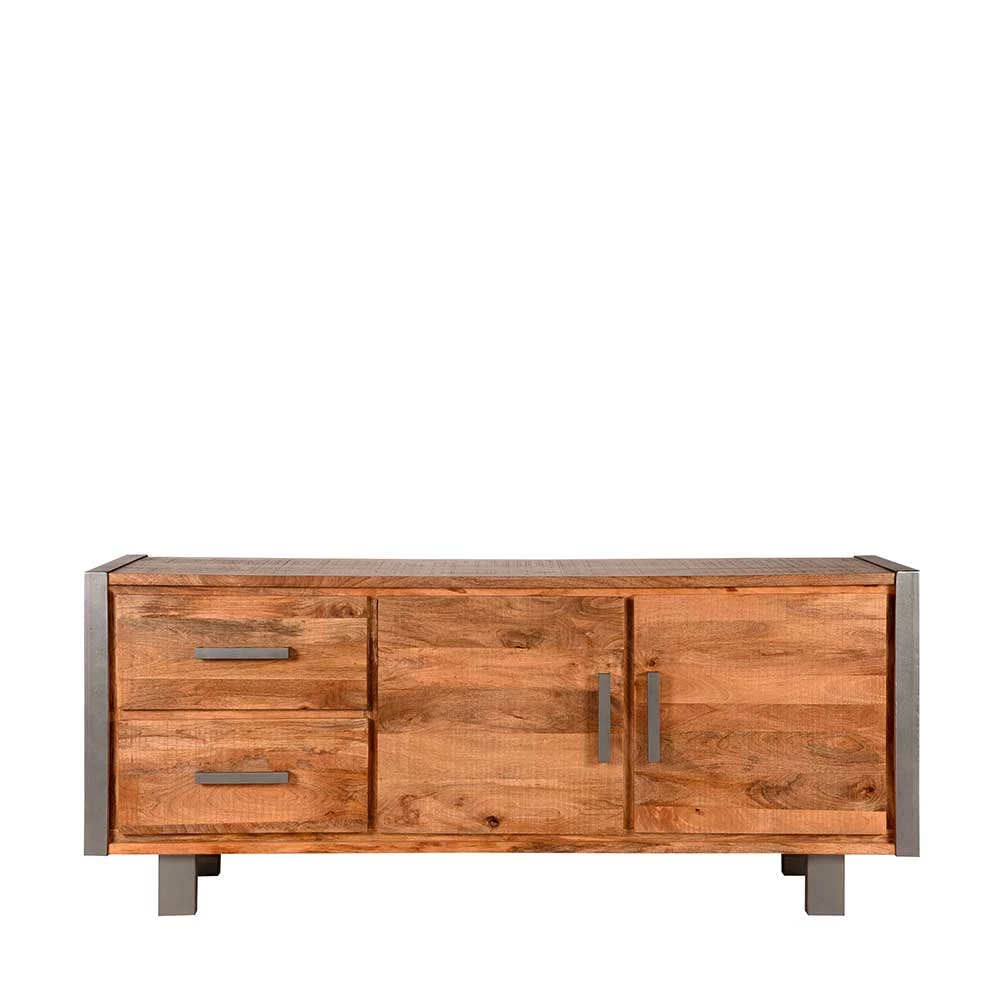 180x78x45 cm Sideboard aus Massivholz Mango - Suvernos 180x78x45 Cm Sideboard Aus Massivholz Mango - Suvernos -Landuva Shop 180x78x45 cm sideboard aus massivholz mango in natur mit metall in grau suvernos 01