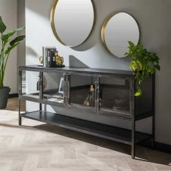 180x80x40 Sideboard Aus Metall & Glas - Brayden 3 180x80x40 Sideboard Aus Metall & Glas - Brayden -Landuva Shop 180x80x40 sideboard aus metall glas mit 4 tueren ablageboden brayden 01