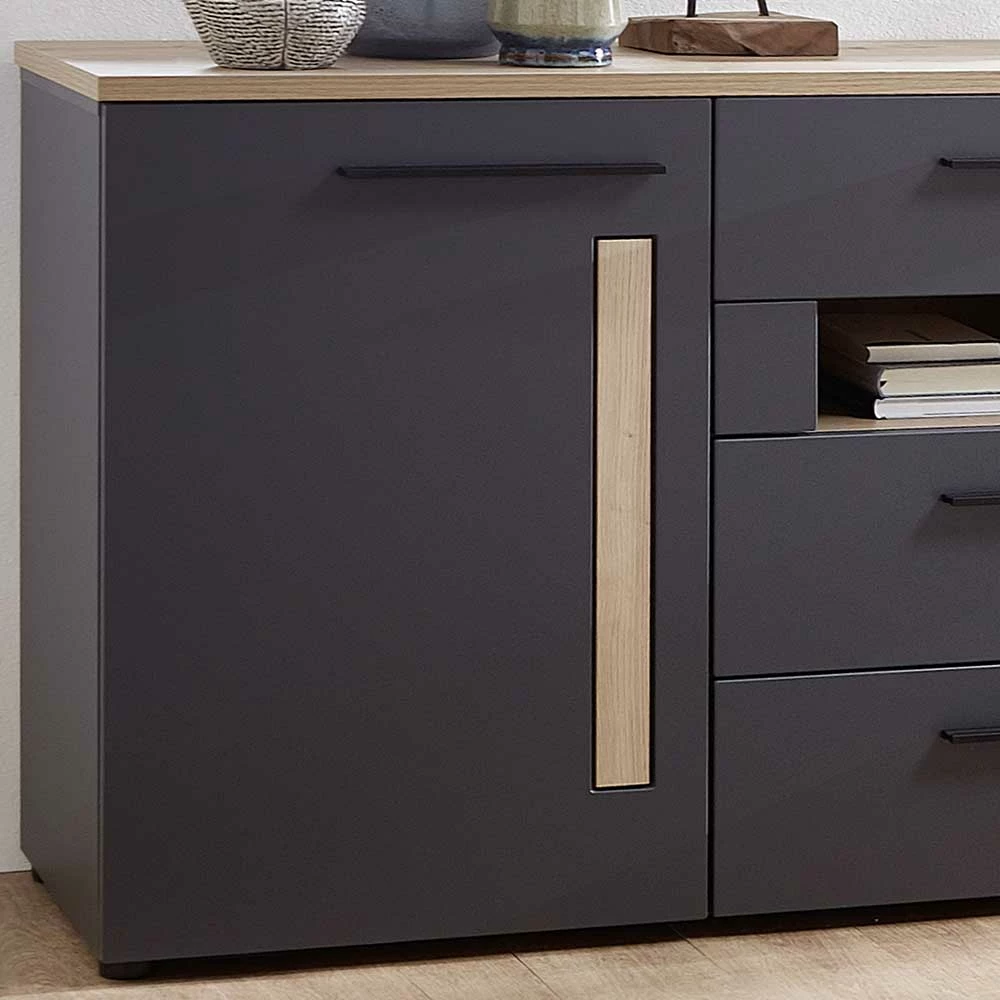 180x81x44 cm Sideboard in Dunkelgrau - Svanjon 180x81x44 Cm Sideboard In Dunkelgrau - Svanjon -Landuva Shop 180x81x44 cm sideboard in dunkelgrau wildeiche dekor svanjon 02